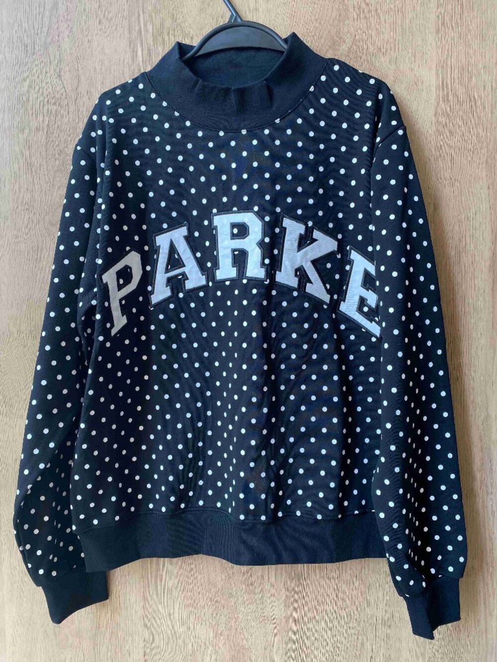 PARKE Black Polka Dot Mock Neck Sweatshirt